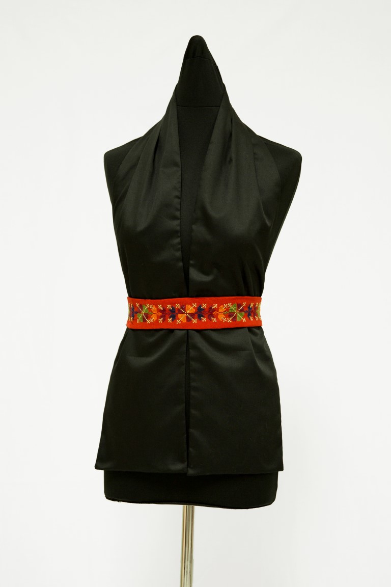 Orange silk waist belt